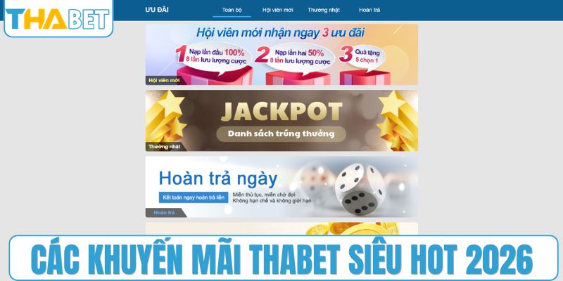 Các khuyến mãi THABET siêu hot 2026